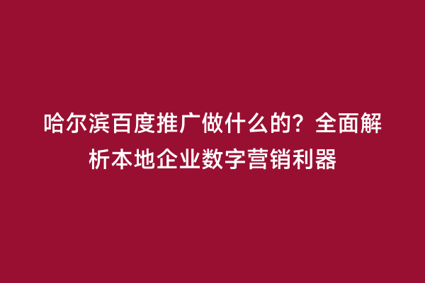 哈尔滨百度推广做什么的？全面解析本地企业数字营销利器