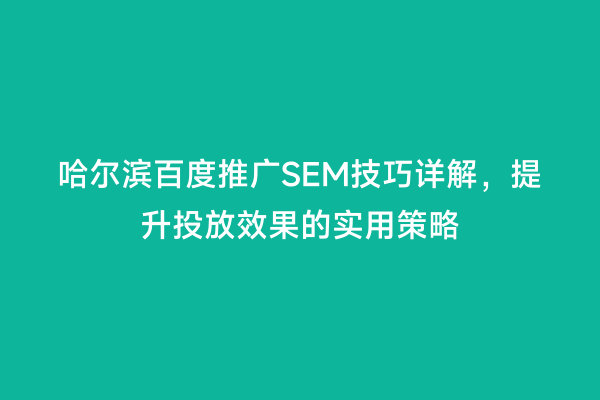 哈尔滨百度推广SEM技巧详解，提升投放效果的实用策略