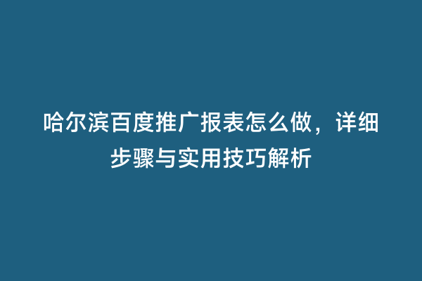哈尔滨百度推广报表怎么做，详细步骤与实用技巧解析