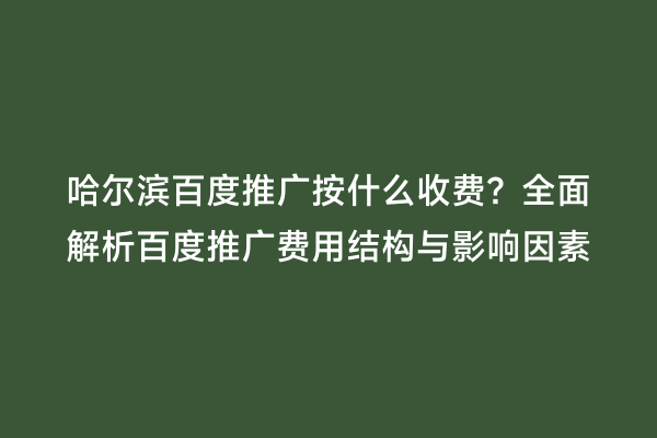 哈尔滨百度推广按什么收费？全面解析百度推广费用结构与影响因素