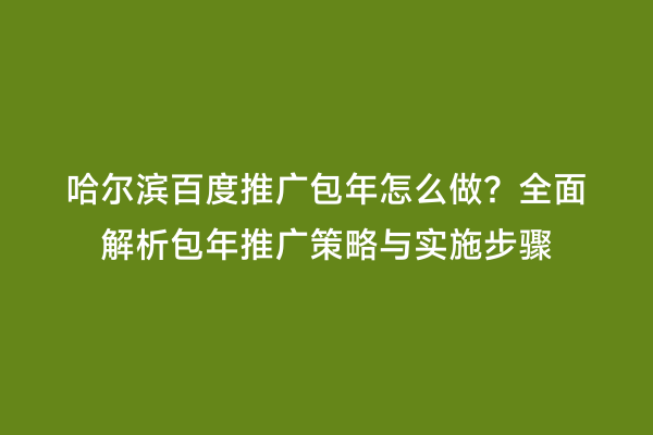 哈尔滨百度推广包年怎么做？全面解析包年推广策略与实施步骤