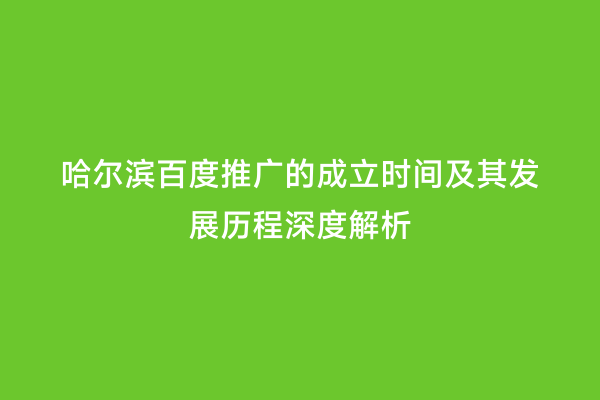 哈尔滨百度推广的成立时间及其发展历程深度解析