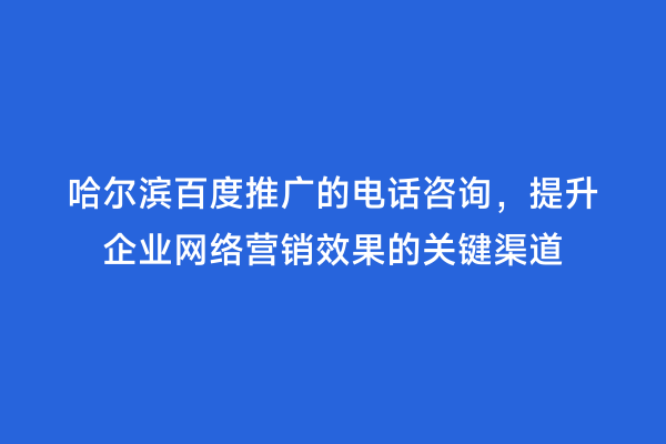哈尔滨百度推广的电话咨询，提升企业网络营销效果的关键渠道