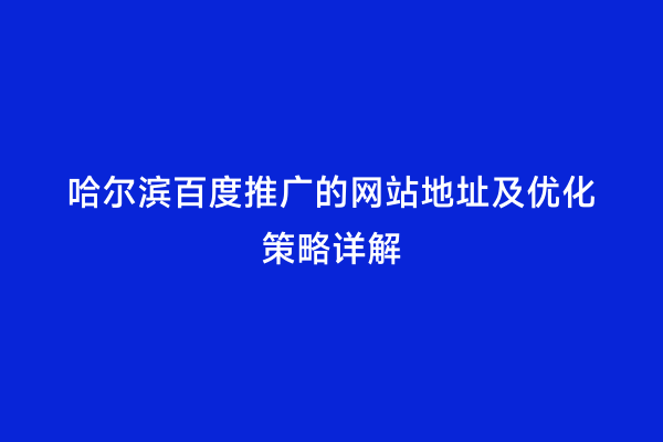 哈尔滨百度推广的网站地址及优化策略详解