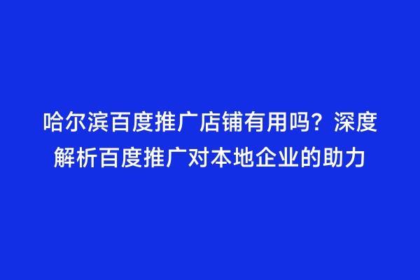 哈尔滨百度推广店铺有用吗？深度解析百度推广对本地企业的助力
