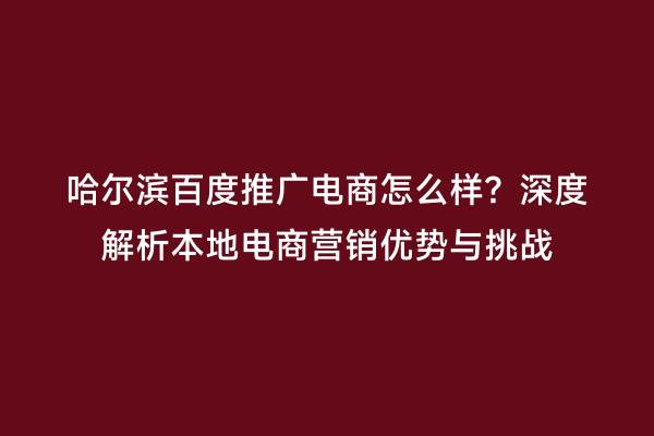 哈尔滨百度推广电商怎么样？深度解析本地电商营销优势与挑战