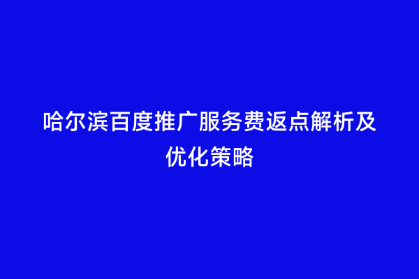 哈尔滨百度推广服务费返点解析及优化策略