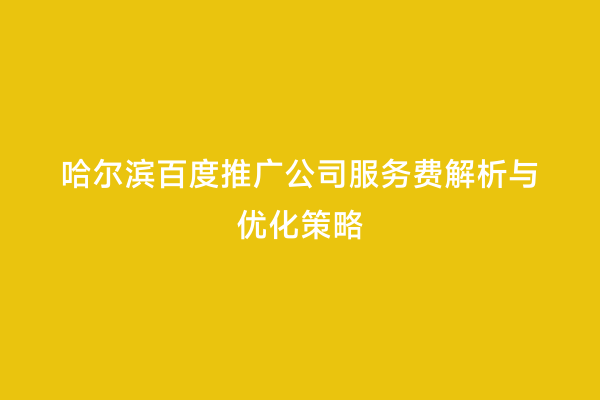 哈尔滨百度推广公司服务费解析与优化策略