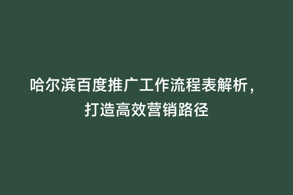 哈尔滨百度推广工作流程表解析，打造高效营销路径