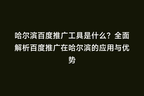 哈尔滨百度推广工具是什么？全面解析百度推广在哈尔滨的应用与优势