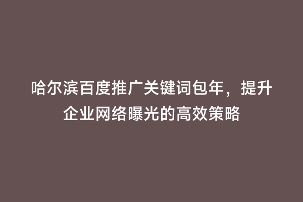 哈尔滨百度推广关键词包年，提升企业网络曝光的高效策略