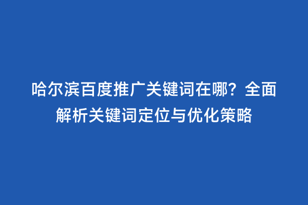 哈尔滨百度推广关键词在哪？全面解析关键词定位与优化策略